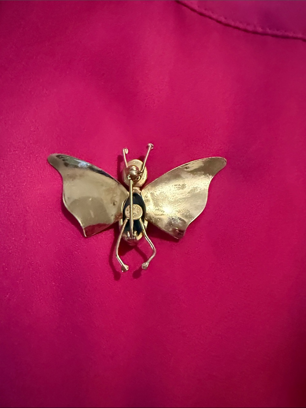 Vintage Butterfly Pin Brooch with Turquoise and Red Cabochons - Picture 2 of 5